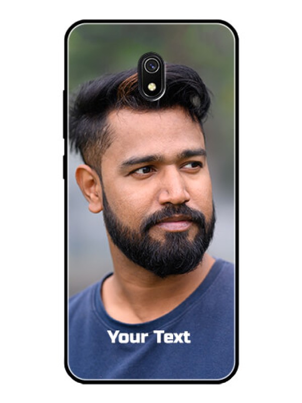 Custom Redmi 8A Glass Mobile Cover: Photo with Text