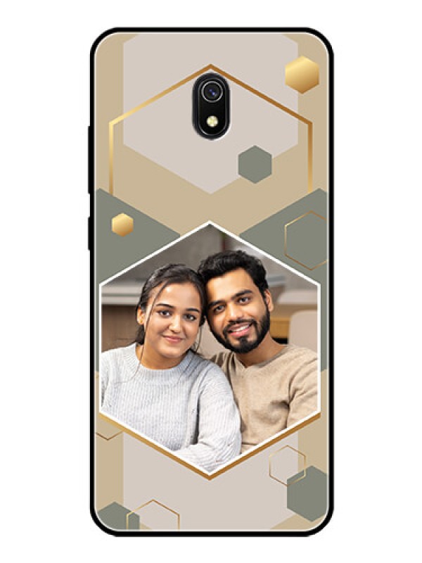 Custom Xiaomi Redmi 8A Photo Printing on Glass Case - Stylish Hexagon Pattern Design