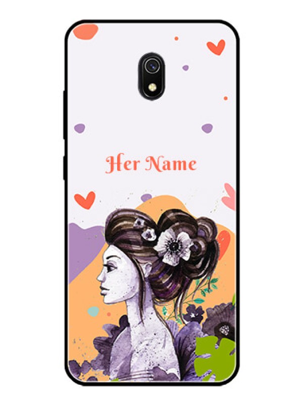 Custom Xiaomi Redmi 8A Personalized Glass Phone Case - Woman And Nature Design