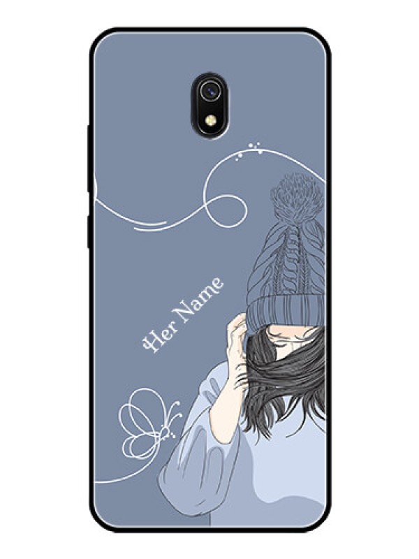 Custom Xiaomi Redmi 8A Custom Glass Mobile Case - Girl in winter outfit Design