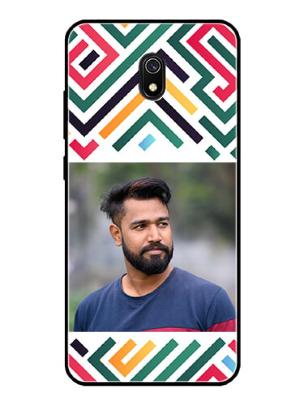 Custom Xiaomi Redmi 8A Personalized Glass Phone Case - Colorful Maze Pattern Design