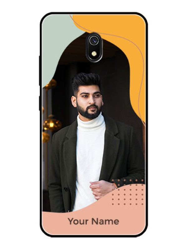 Custom Xiaomi Redmi 8A Personalized Glass Phone Case - Tri-coloured overlay design