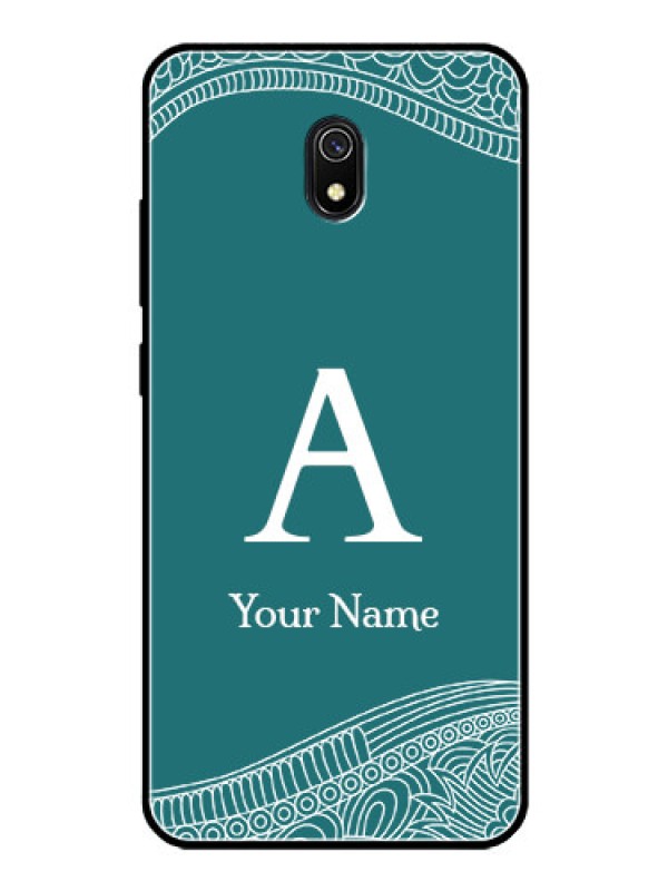 Custom Xiaomi Redmi 8A Personalized Glass Phone Case - line art pattern with custom name Design
