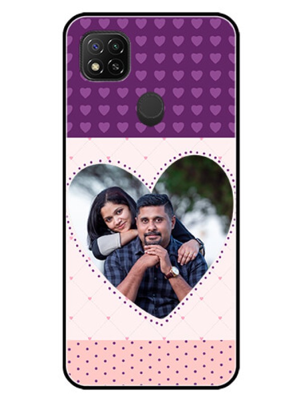 Custom Redmi 9 Activ Custom Glass Phone Case  - Violet Love Dots Design