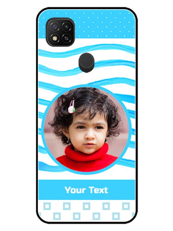 Custom Redmi 9 Activ Custom Glass Phone Case  - Simple Blue Case Design