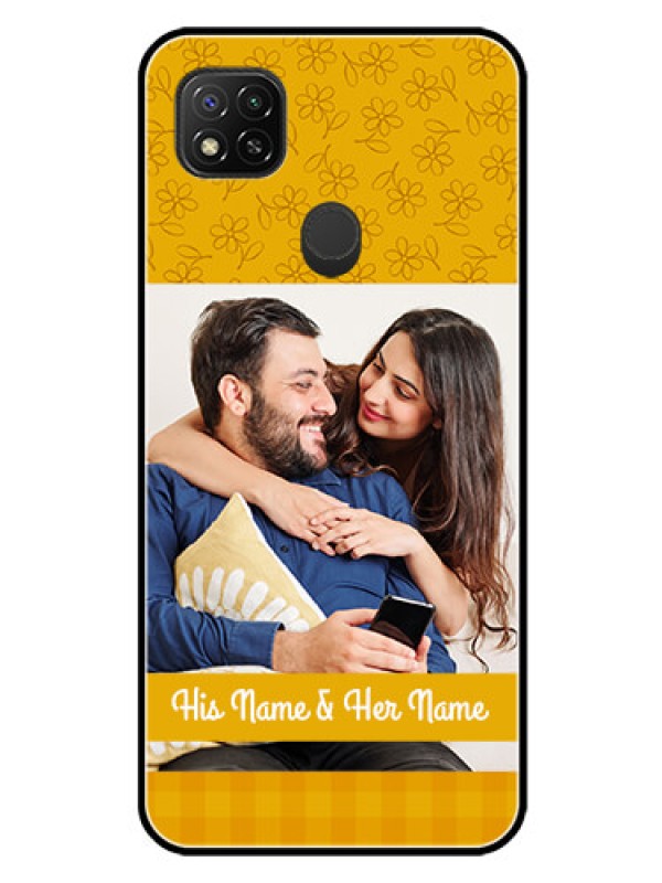 Custom Redmi 9 Activ Custom Glass Mobile Case  - Yellow Floral Design