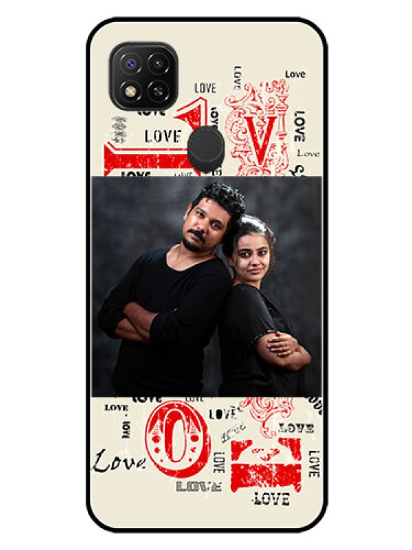 Custom Redmi 9 Activ Photo Printing on Glass Case  - Trendy Love Design Case