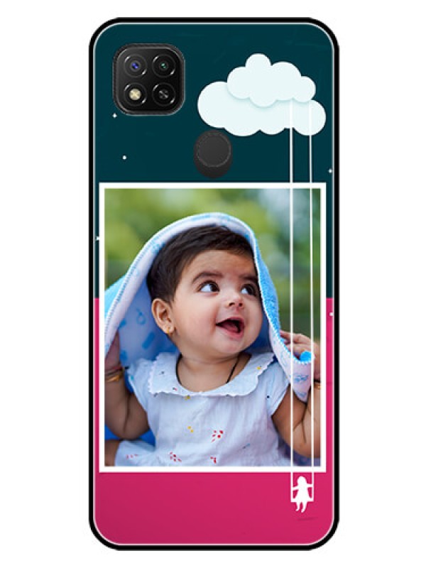 Custom Redmi 9 Activ Custom Glass Phone Case  - Cute Girl with Cloud Design