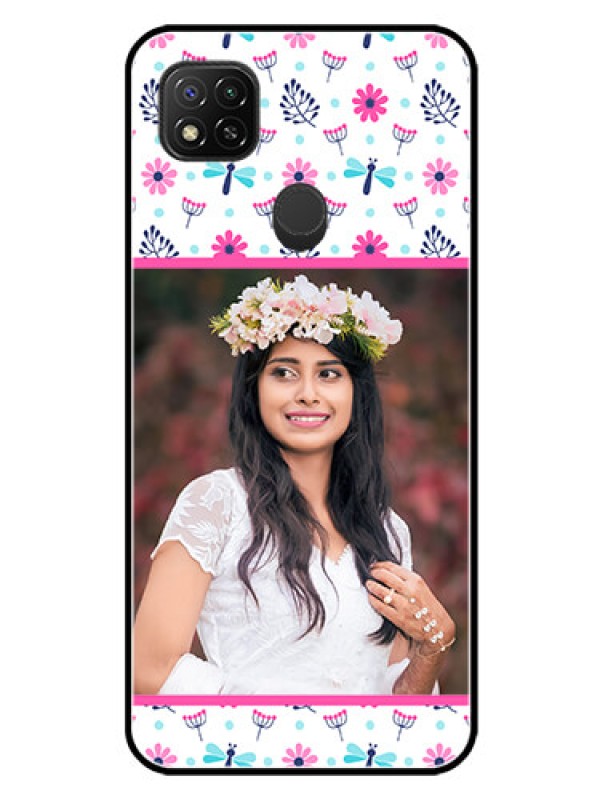 Custom Redmi 9 Activ Photo Printing on Glass Case  - Colorful Flower Design