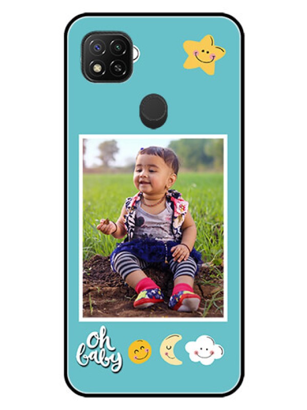 Custom Redmi 9 Activ Personalized Glass Phone Case  - Smiley Kids Stars Design