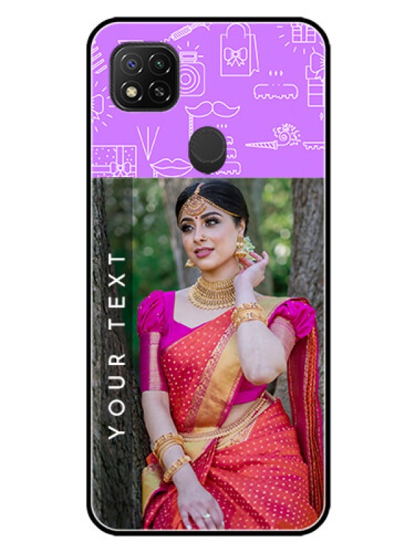 Custom Redmi 9 Activ Custom Glass Mobile Case  - Birthday Icons Design
