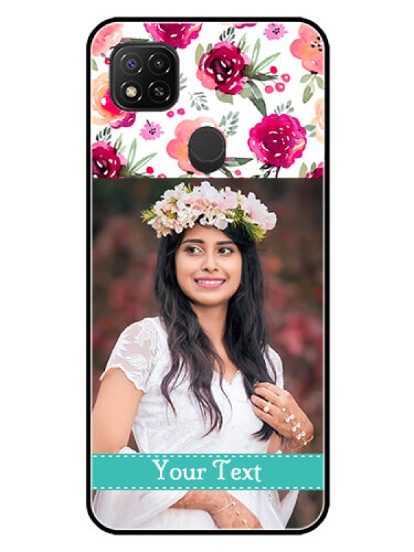 Custom Redmi 9 Activ Custom Glass Phone Case  - Watercolor Floral Design