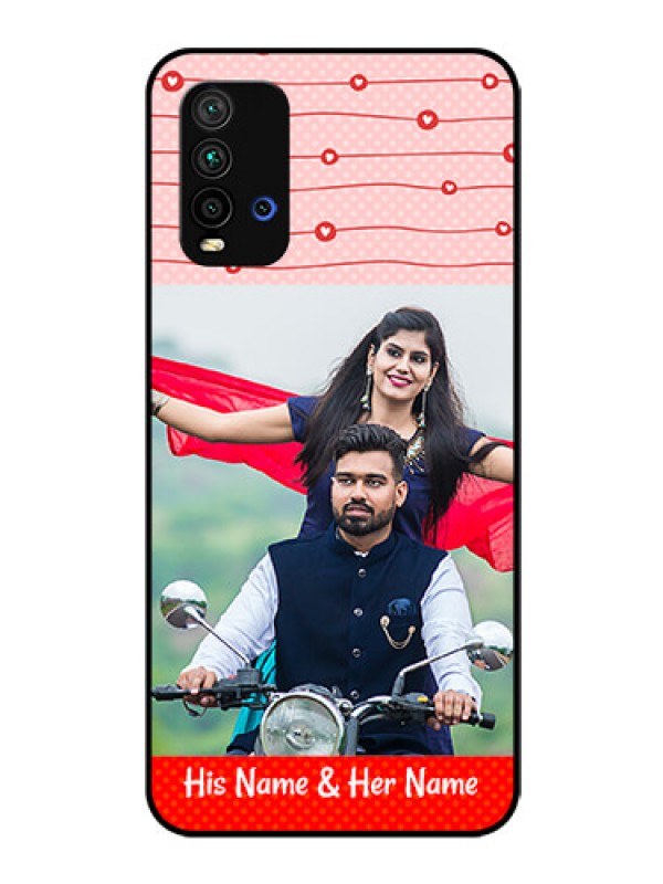 Custom Redmi 9 Power Personalized Glass Phone Case  - Red Pattern Case Design