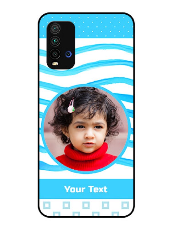 Custom Redmi 9 Power Custom Glass Phone Case  - Simple Blue Case Design