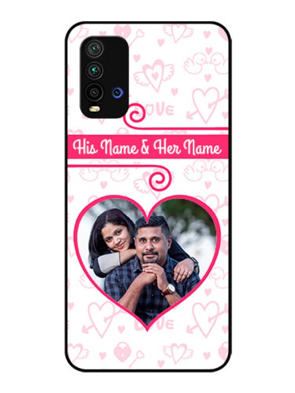 Custom Redmi 9 Power Personalized Glass Phone Case  - Heart Shape Love Design