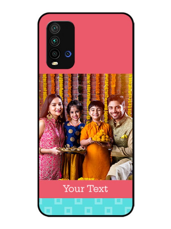 Custom Redmi 9 Power Personalized Glass Phone Case  - Peach & Blue Color Design