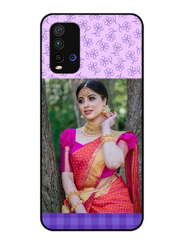 Custom Redmi 9 Power Custom Glass Phone Case  - Purple Floral Design