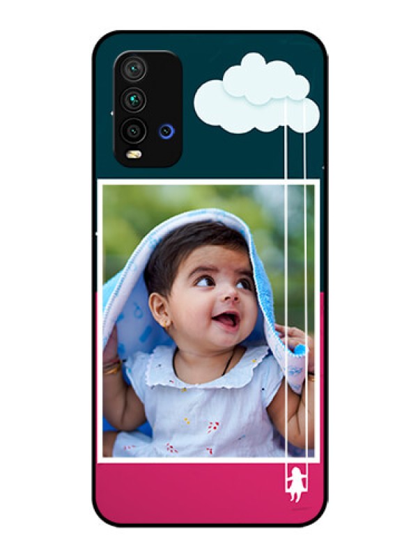 Custom Redmi 9 Power Custom Glass Phone Case  - Cute Girl with Cloud Design