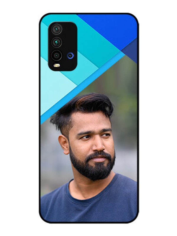 Custom Redmi 9 Power Custom Glass Phone Case  - Blue Pattern Design
