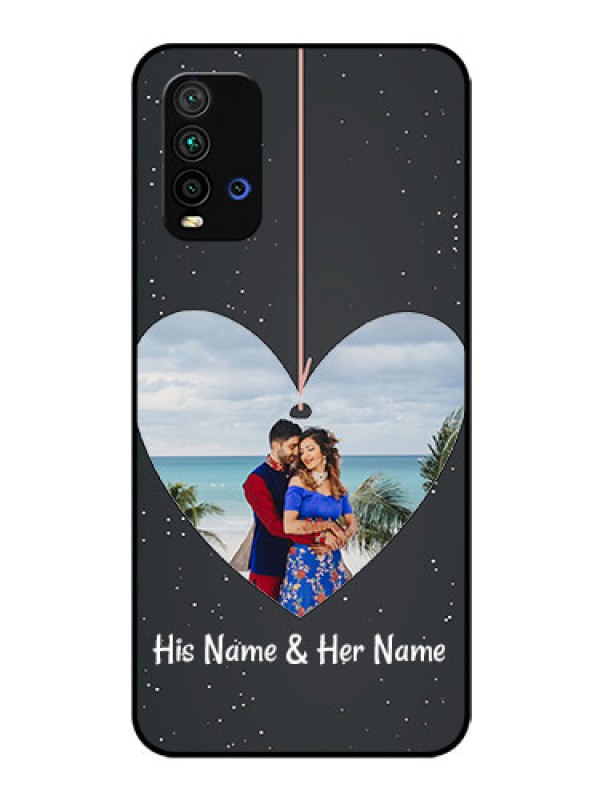 Custom Redmi 9 Power Custom Glass Phone Case  - Hanging Heart Design