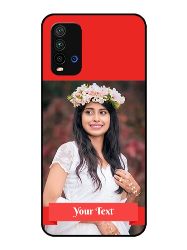 Custom Redmi 9 Power Custom Glass Phone Case  - Simple Red Color Design