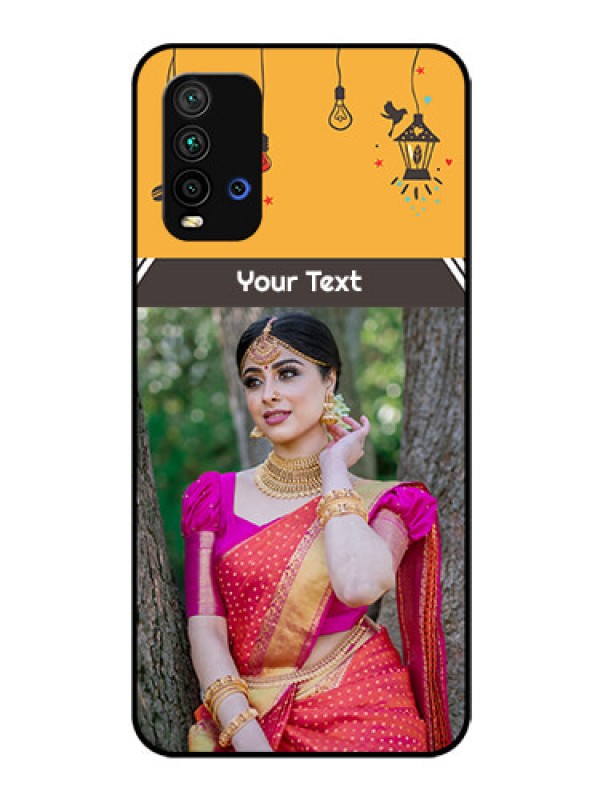 Custom Redmi 9 Power Custom Glass Mobile Case  - with Family Picture and Icons 
