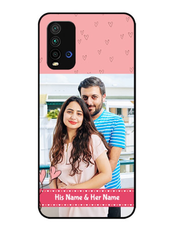 Custom Redmi 9 Power Personalized Glass Phone Case  - Love Design Peach Color
