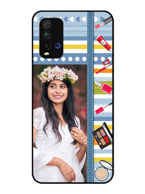 Custom Redmi 9 Power Personalized Glass Phone Case  - Makeup Icons Design