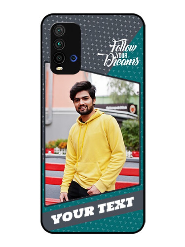 Custom Redmi 9 Power Personalized Glass Phone Case  - Background Pattern Design with Quote