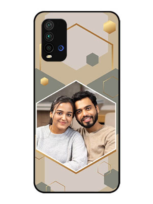 Custom Xiaomi Redmi 9 Power Photo Printing on Glass Case - Stylish Hexagon Pattern Design