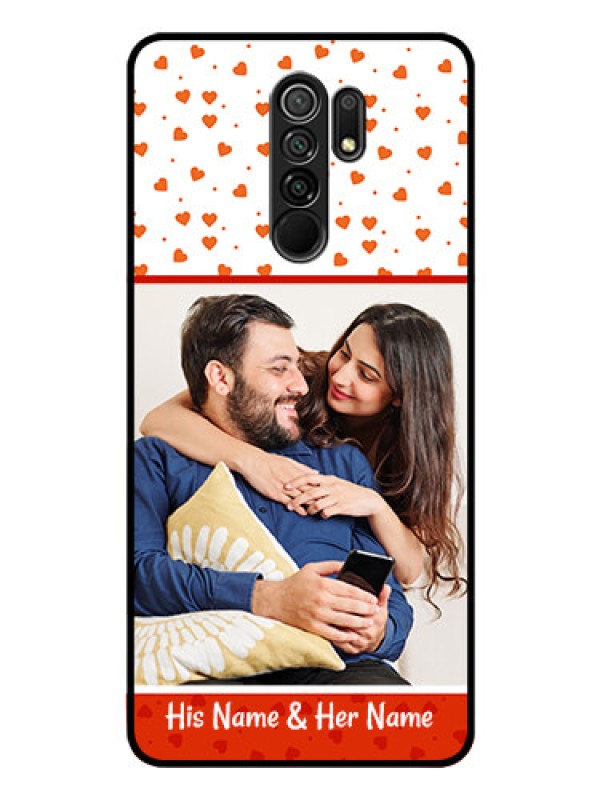 Custom Redmi 9 Prime Custom Glass Phone Case  - Orange Love Symbol Design