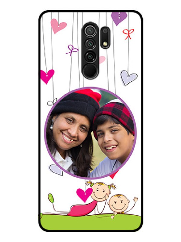 Custom Redmi 9 Prime Photo Printing on Glass Case  - Cute Kids Phone Case Design