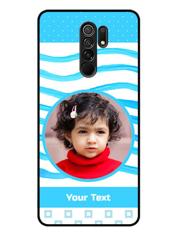 Custom Redmi 9 Prime Custom Glass Phone Case  - Simple Blue Case Design