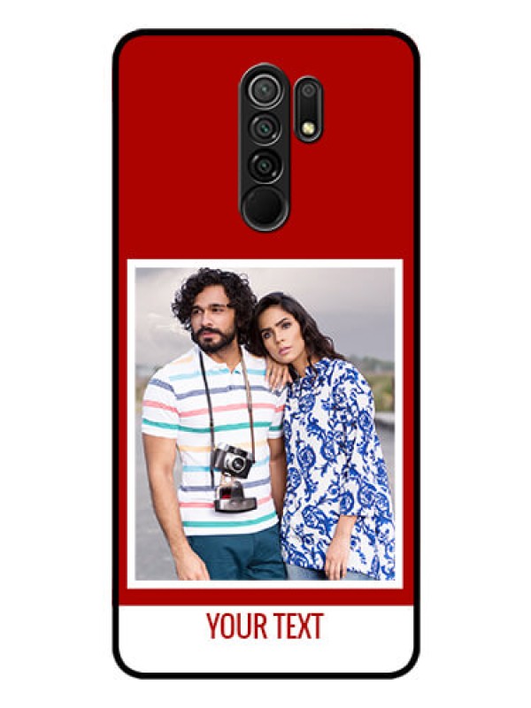 Custom Redmi 9 Prime Personalized Glass Phone Case  - Simple Red Color Design