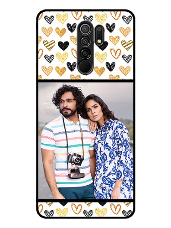 Custom Redmi 9 Prime Photo Printing on Glass Case  - Love Symbol Design