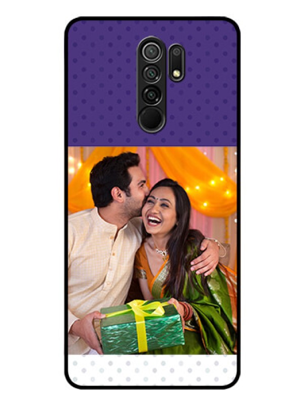 Custom Redmi 9 Prime Personalized Glass Phone Case  - Violet Pattern Design