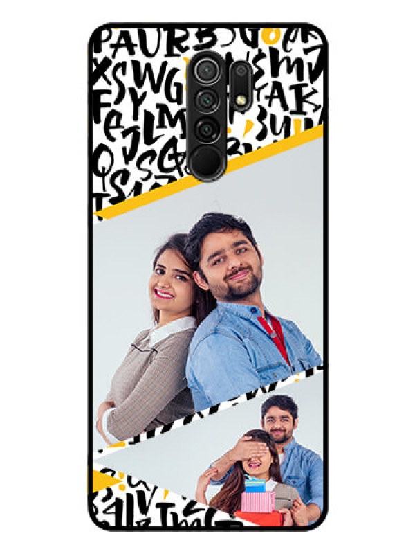 Custom Redmi 9 Prime Custom Glass Mobile Case  - Letters Pattern Design