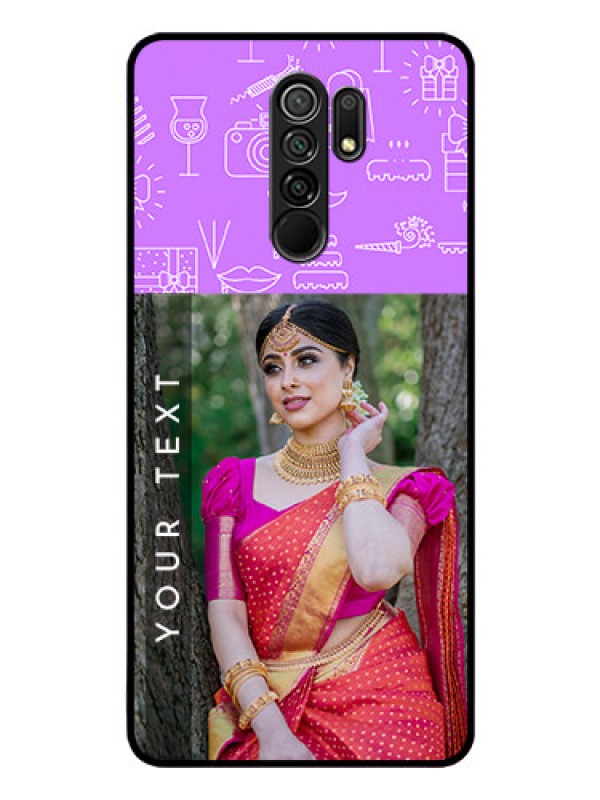 Custom Redmi 9 Prime Custom Glass Mobile Case  - Birthday Icons Design