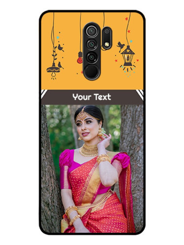 Custom Redmi 9 Prime Custom Glass Mobile Case  - with Family Picture and Icons 