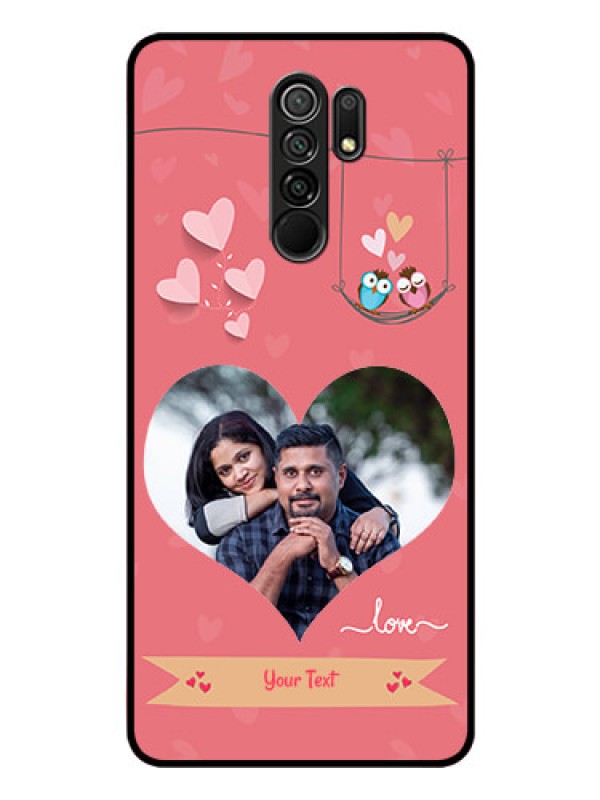 Custom Redmi 9 Prime Personalized Glass Phone Case  - Peach Color Love Design 