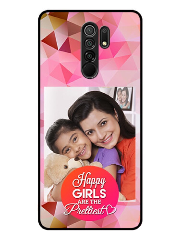 Custom Redmi 9 Prime Photo Printing on Glass Case  - Abstract Triangle Design