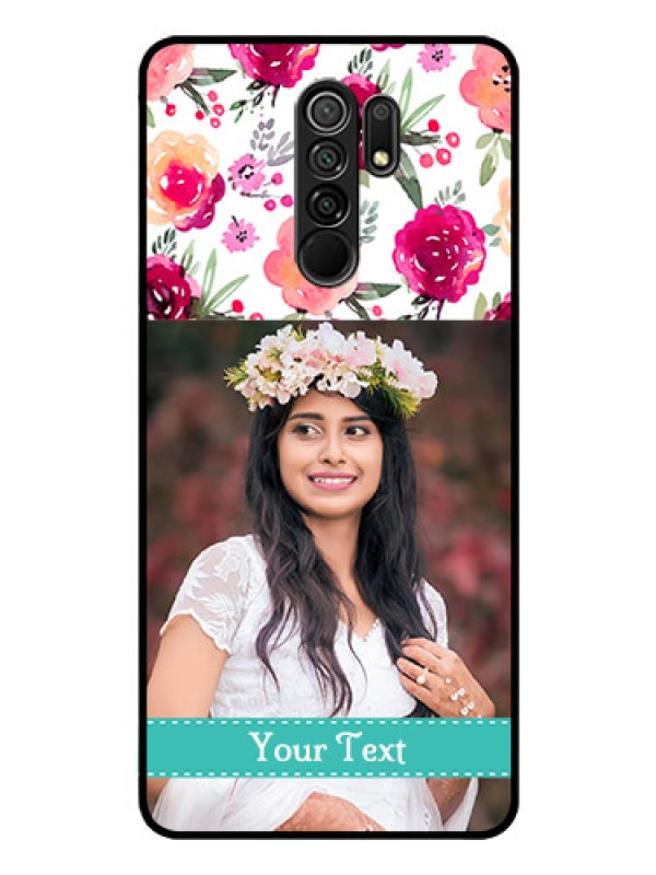 Custom Redmi 9 Prime Custom Glass Phone Case  - Watercolor Floral Design