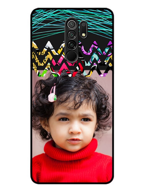 Custom Redmi 9 Prime Personalized Glass Phone Case  - Neon Abstract Design