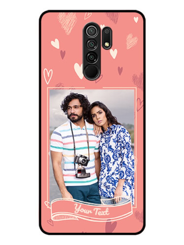 Custom Redmi 9 Prime Custom Glass Phone Case  - Love doodle art Design