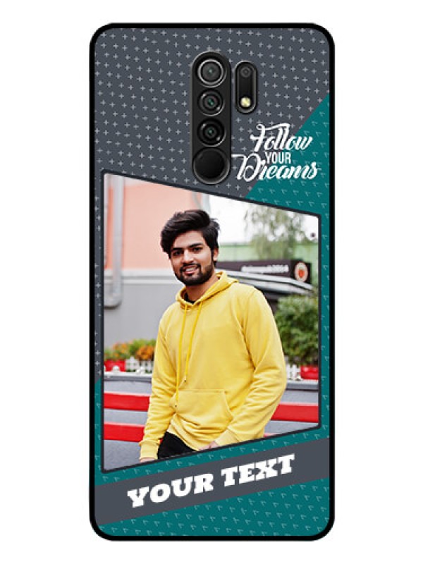Custom Redmi 9 Prime Personalized Glass Phone Case  - Background Pattern Design with Quote