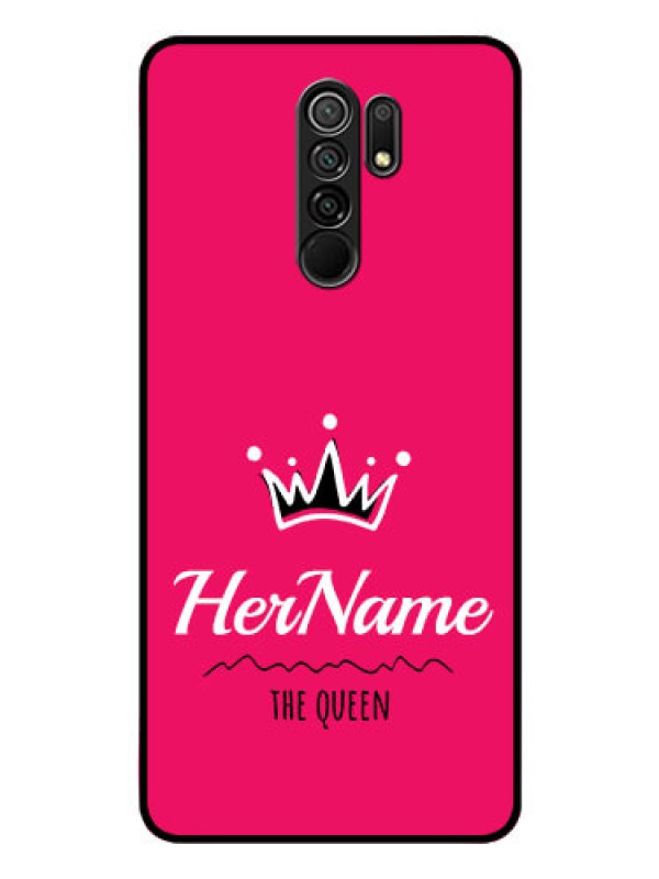 Custom Redmi 9 Prime Glass Phone Case Queen with Name