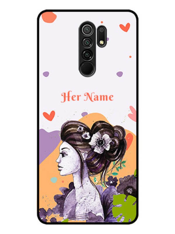 Custom Xiaomi Redmi 9 Prime Personalized Glass Phone Case - Woman And Nature Design