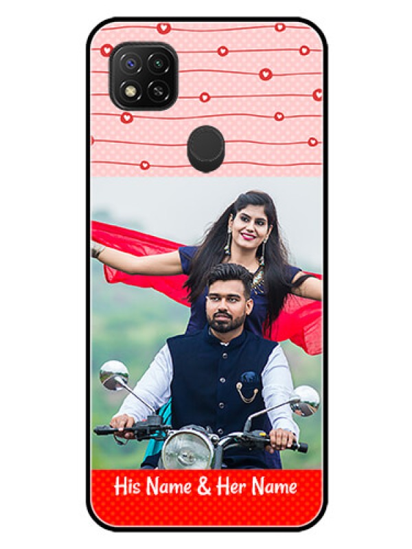 Custom Redmi 9 Personalized Glass Phone Case  - Red Pattern Case Design