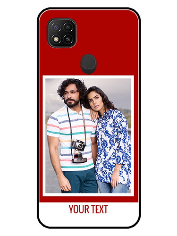 Custom Redmi 9 Personalized Glass Phone Case  - Simple Red Color Design
