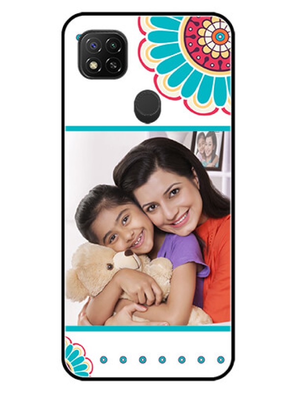 Custom Redmi 9 Custom Glass Phone Case  - Flower Design